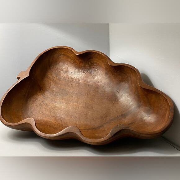 Large 17" Hand Carved Wood Bowl in Grape Bunch Shape for console coffee table - Picture 2 of 7